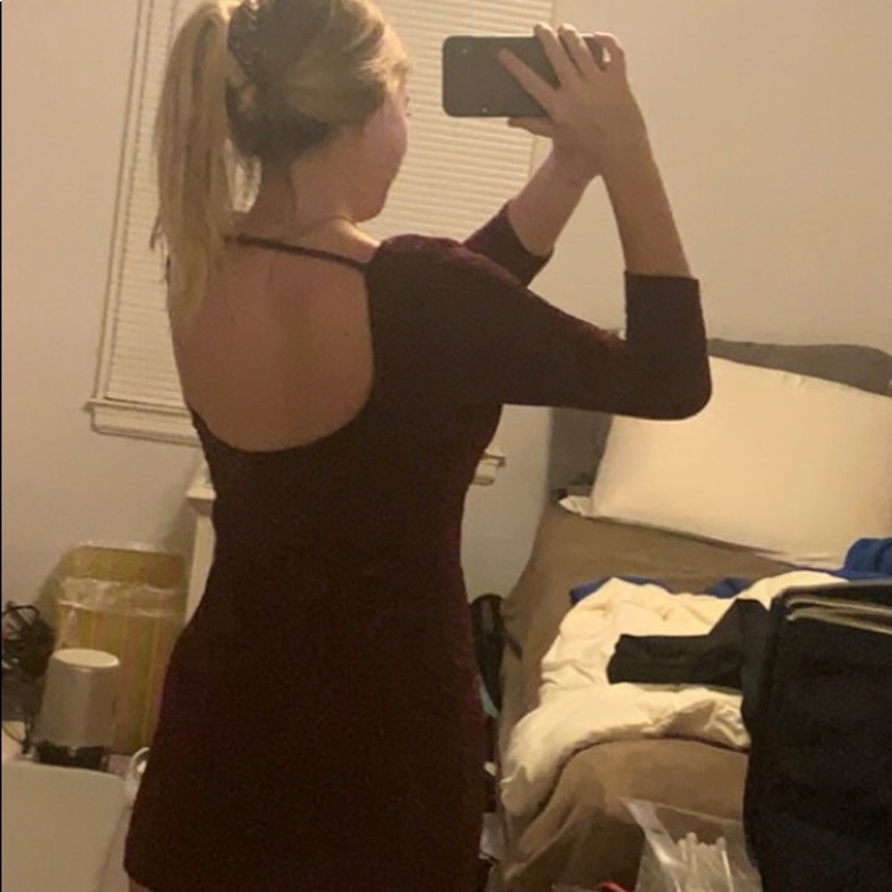 Mini Maroon Dress - Picture 3 of 9